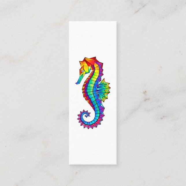 Rainbow Polygonal Seahorse Calling Card (Front)