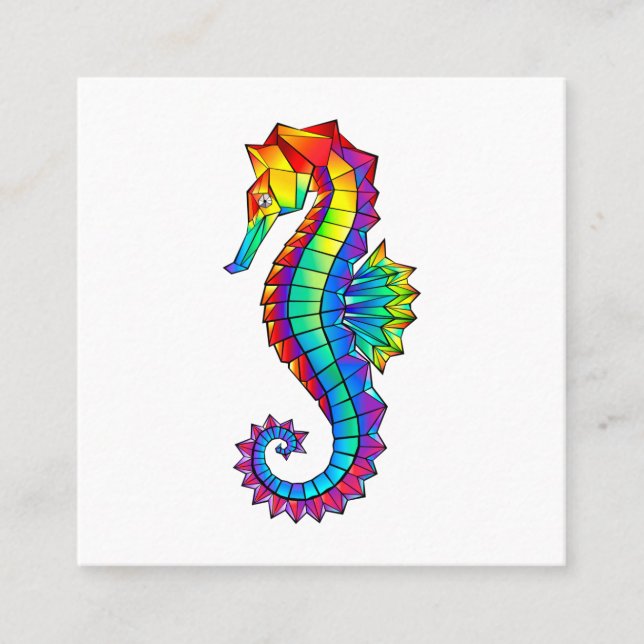 Rainbow Polygonal Seahorse Calling Card (Front)