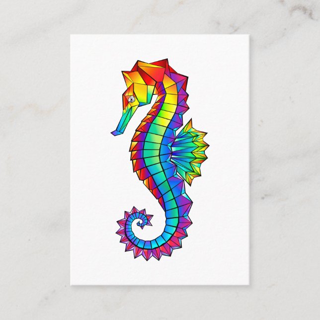 Rainbow Polygonal Seahorse Calling Card (Front)