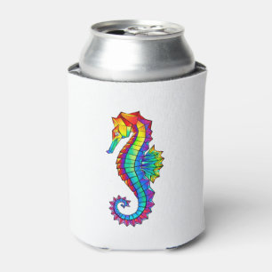 Rainbow Polygonal Seahorse Can Cooler
