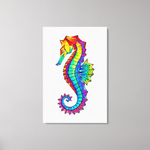 Rainbow Polygonal Seahorse Canvas Print