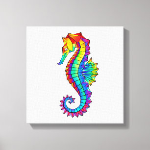 Rainbow Polygonal Seahorse Canvas Print
