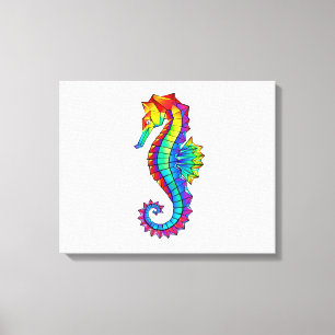 Rainbow Polygonal Seahorse Canvas Print