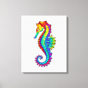 Rainbow Polygonal Seahorse Canvas Print