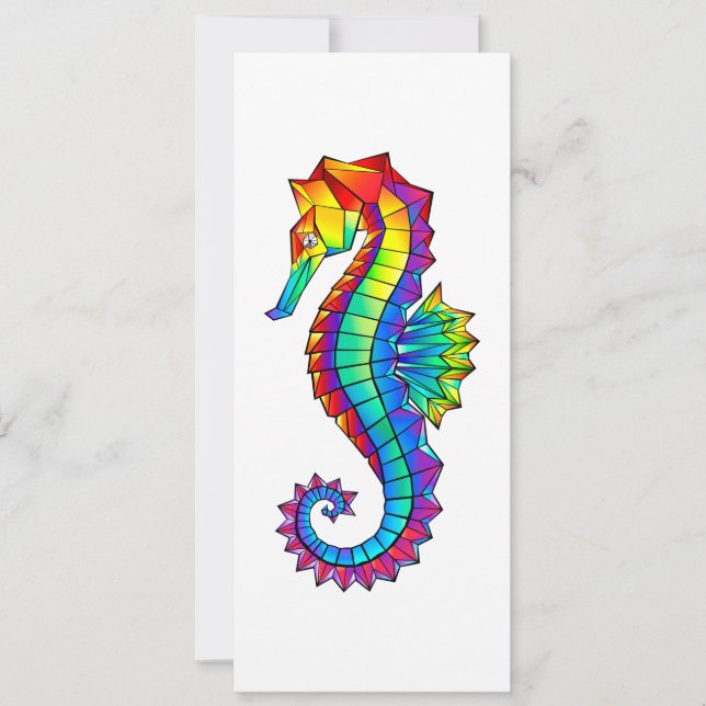 Rainbow Polygonal Seahorse Card (Front)