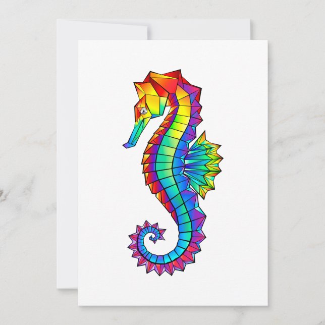 Rainbow Polygonal Seahorse Card (Front)