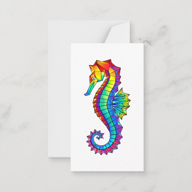 Rainbow Polygonal Seahorse Card (Front)