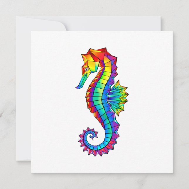 Rainbow Polygonal Seahorse Card (Front)