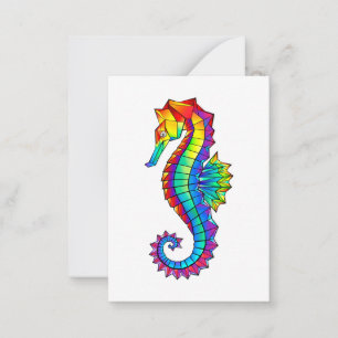 Rainbow Polygonal Seahorse Card