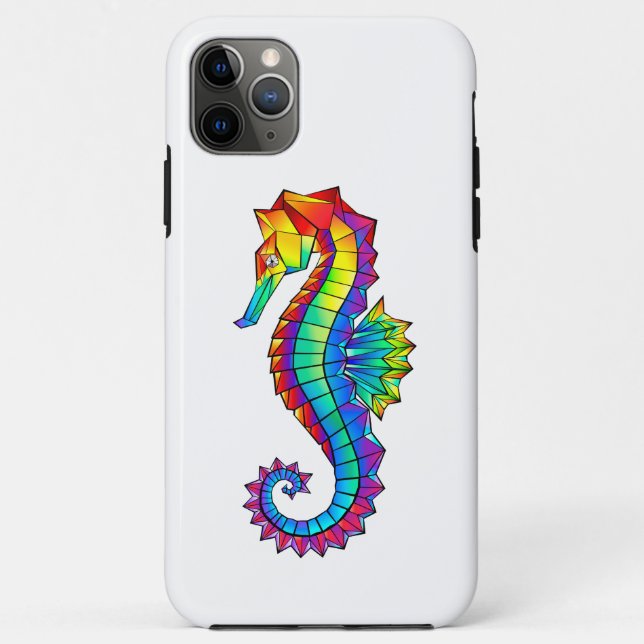 Rainbow Polygonal Seahorse Case-Mate iPhone Case (Back)