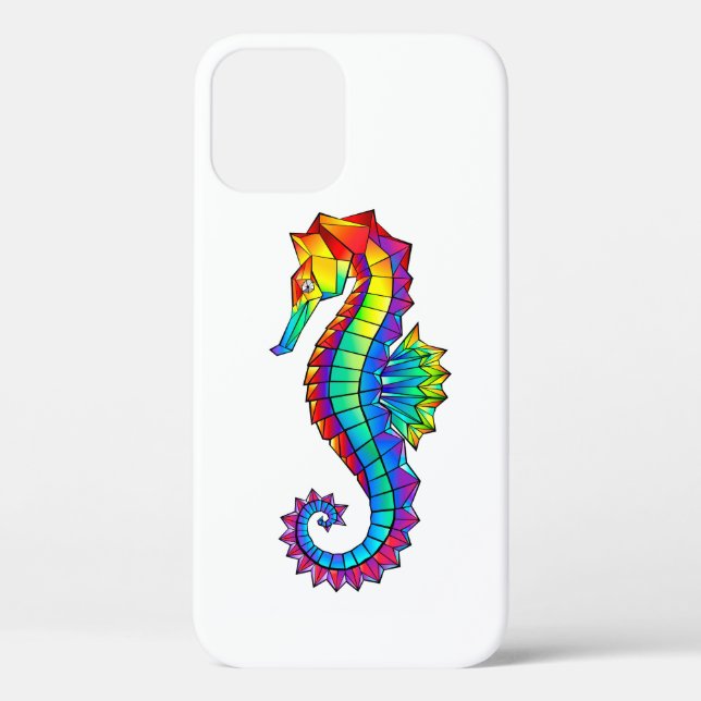 Rainbow Polygonal Seahorse Case-Mate iPhone Case (Back)