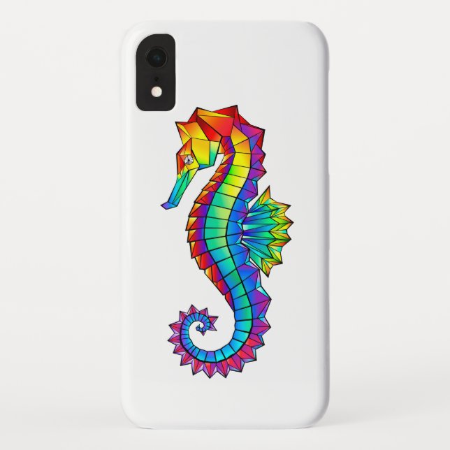 Rainbow Polygonal Seahorse Case-Mate iPhone Case (Back)