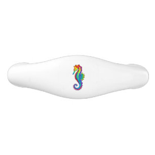 Rainbow Polygonal Seahorse Ceramic Drawer Pull