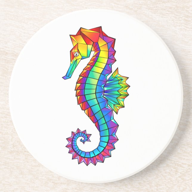 Rainbow Polygonal Seahorse Coaster (Front)