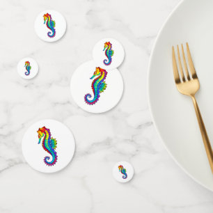 Rainbow Polygonal Seahorse Confetti