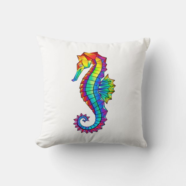 Rainbow Polygonal Seahorse Cushion (Front)