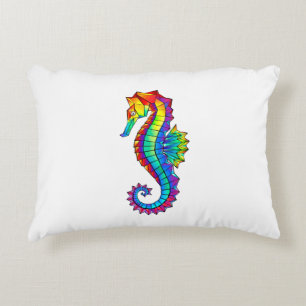 Rainbow Polygonal Seahorse Decorative Cushion
