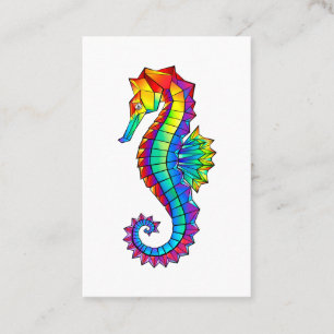 Rainbow Polygonal Seahorse Discount Card