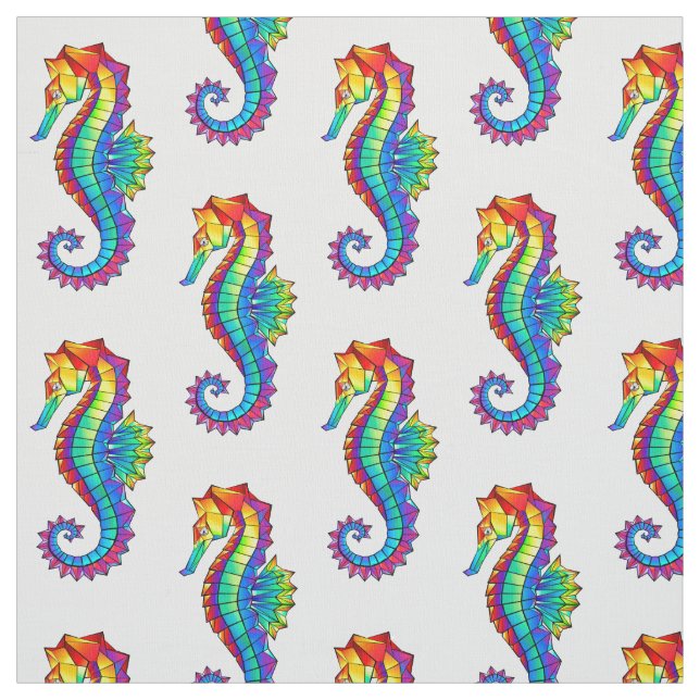 Rainbow Polygonal Seahorse Fabric (Swatch)