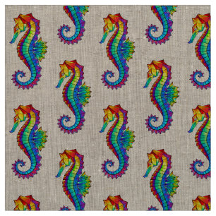 Rainbow Polygonal Seahorse Fabric