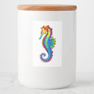 Rainbow Polygonal Seahorse Food Label