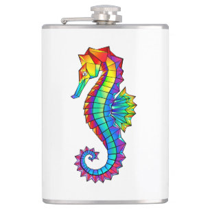 Rainbow Polygonal Seahorse Hip Flask