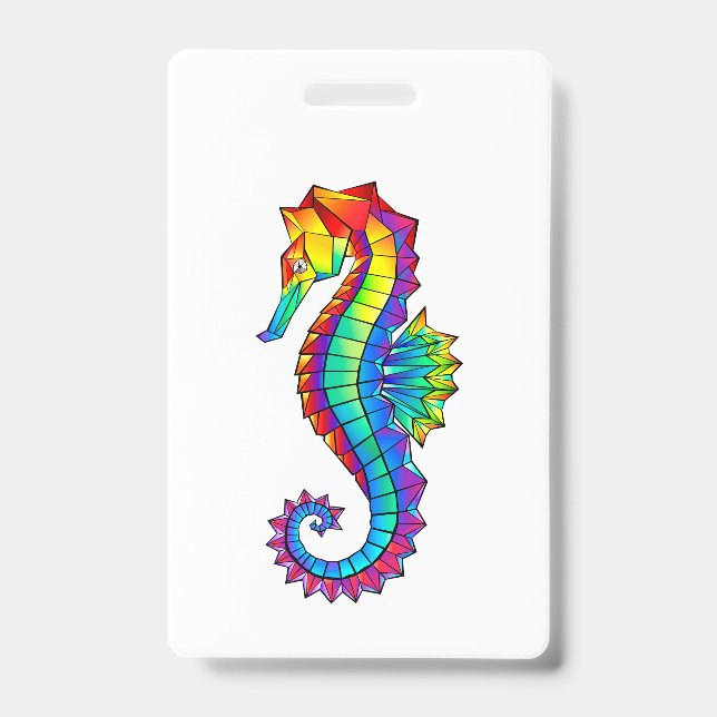 Rainbow Polygonal Seahorse ID Badge (Front)
