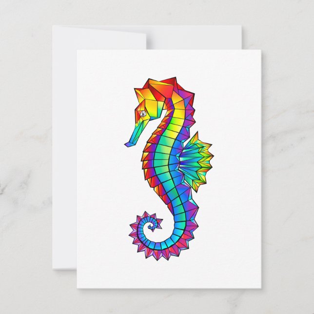 Rainbow Polygonal Seahorse Invitation (Front)