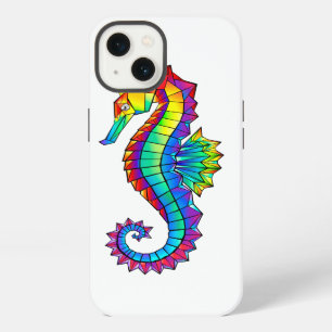 Rainbow Polygonal Seahorse iPhone 13 Case