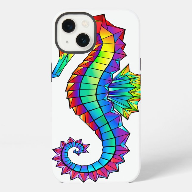 Rainbow Polygonal Seahorse iPhone Case (Back)