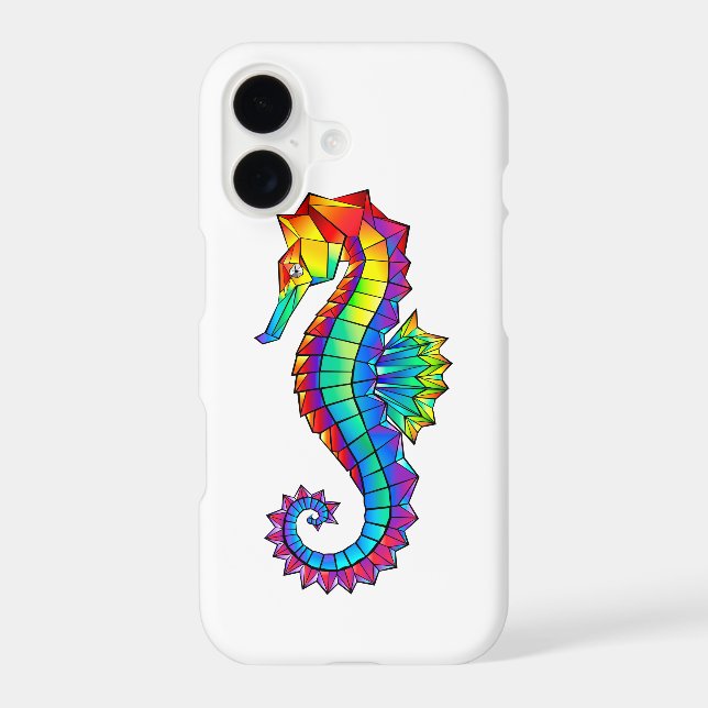 Rainbow Polygonal Seahorse iPhone Case (Back)