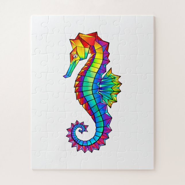 Rainbow Polygonal Seahorse Jigsaw Puzzle (Vertical)