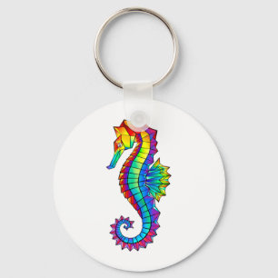 Rainbow Polygonal Seahorse Key Ring