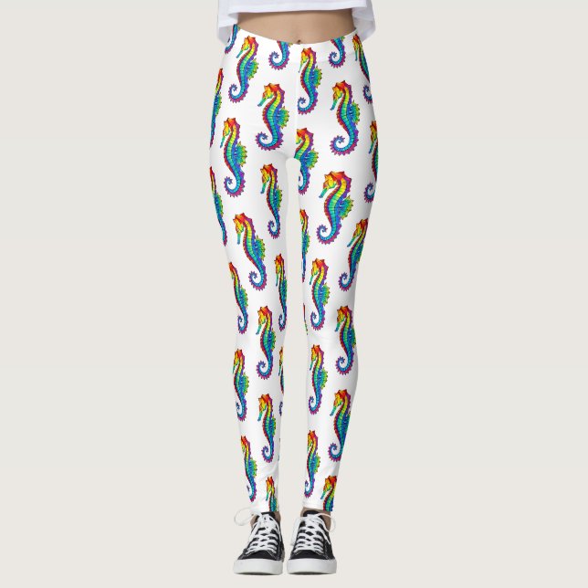 Rainbow Polygonal Seahorse Leggings (Front)