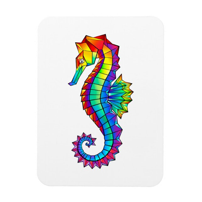 Rainbow Polygonal Seahorse Magnet (Vertical)