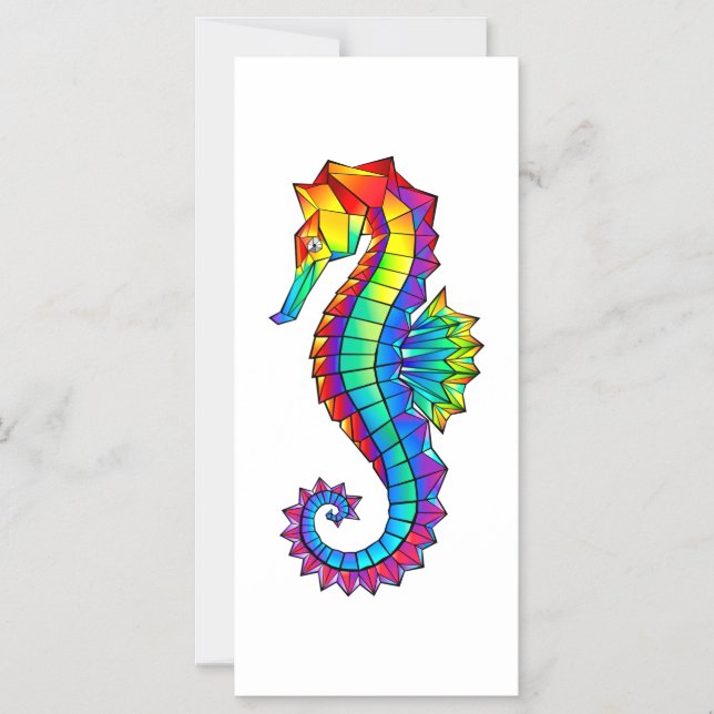 Rainbow Polygonal Seahorse Magnetic Invitation (Front)