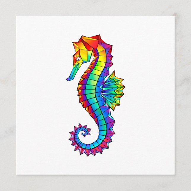 Rainbow Polygonal Seahorse Menu (Front)