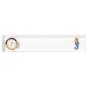 Rainbow Polygonal Seahorse Nameplate