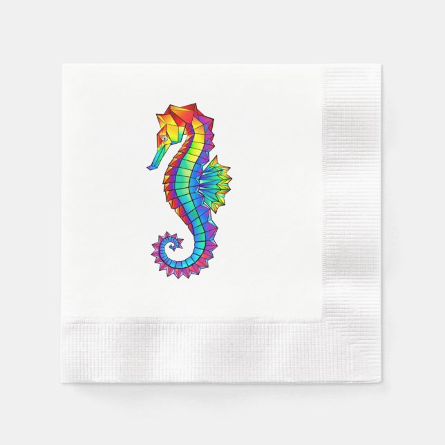 Rainbow Polygonal Seahorse Napkin (Front)