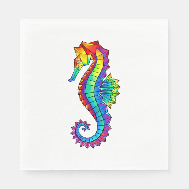 Rainbow Polygonal Seahorse Napkin (Front)