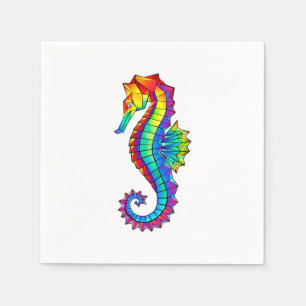 Rainbow Polygonal Seahorse Napkin