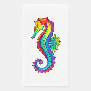 Rainbow Polygonal Seahorse Napkin