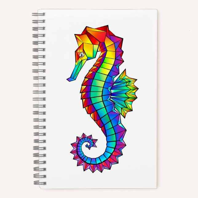 Rainbow Polygonal Seahorse Notebook (Front)