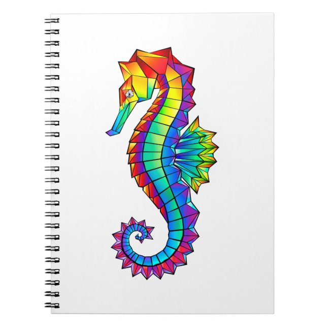 Rainbow Polygonal Seahorse Notebook (Front)