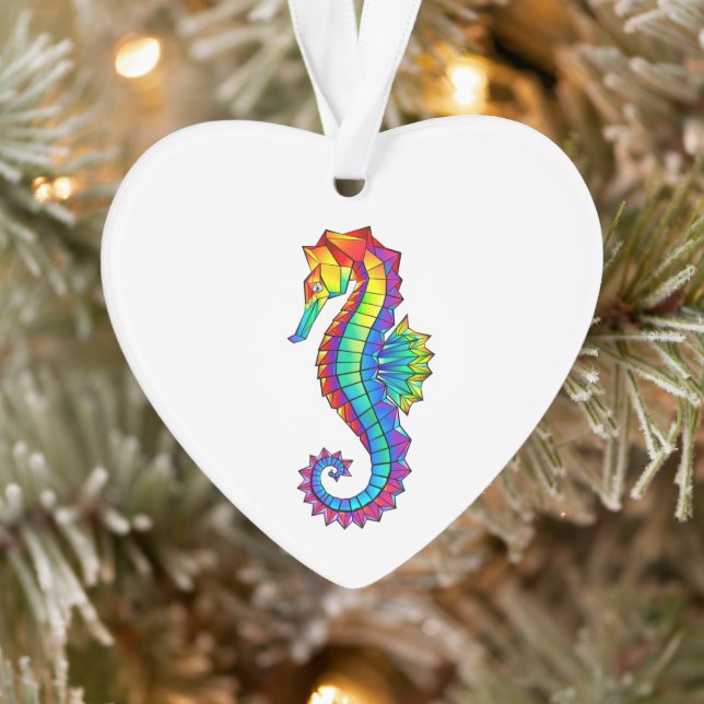 Rainbow Polygonal Seahorse Ornament (Tree)
