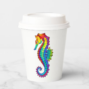 Rainbow Polygonal Seahorse Paper Cups