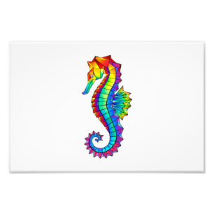 Rainbow Polygonal Seahorse Photo Print