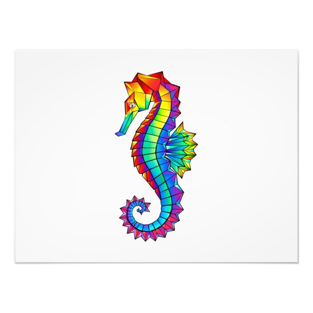 Rainbow Polygonal Seahorse Photo Print (Front)