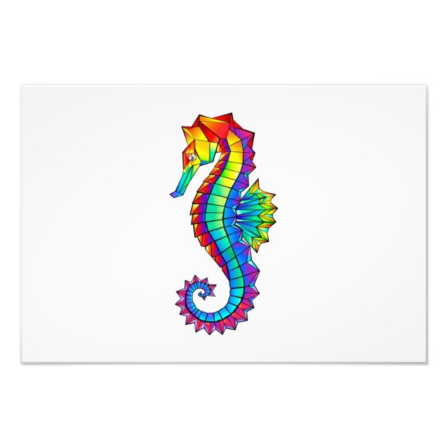 Rainbow Polygonal Seahorse Photo Print (Front)
