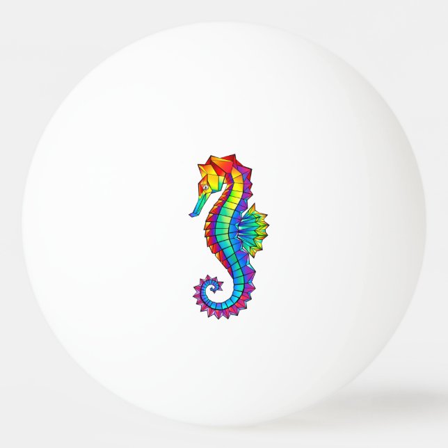 Rainbow Polygonal Seahorse Ping Pong Ball (Front)